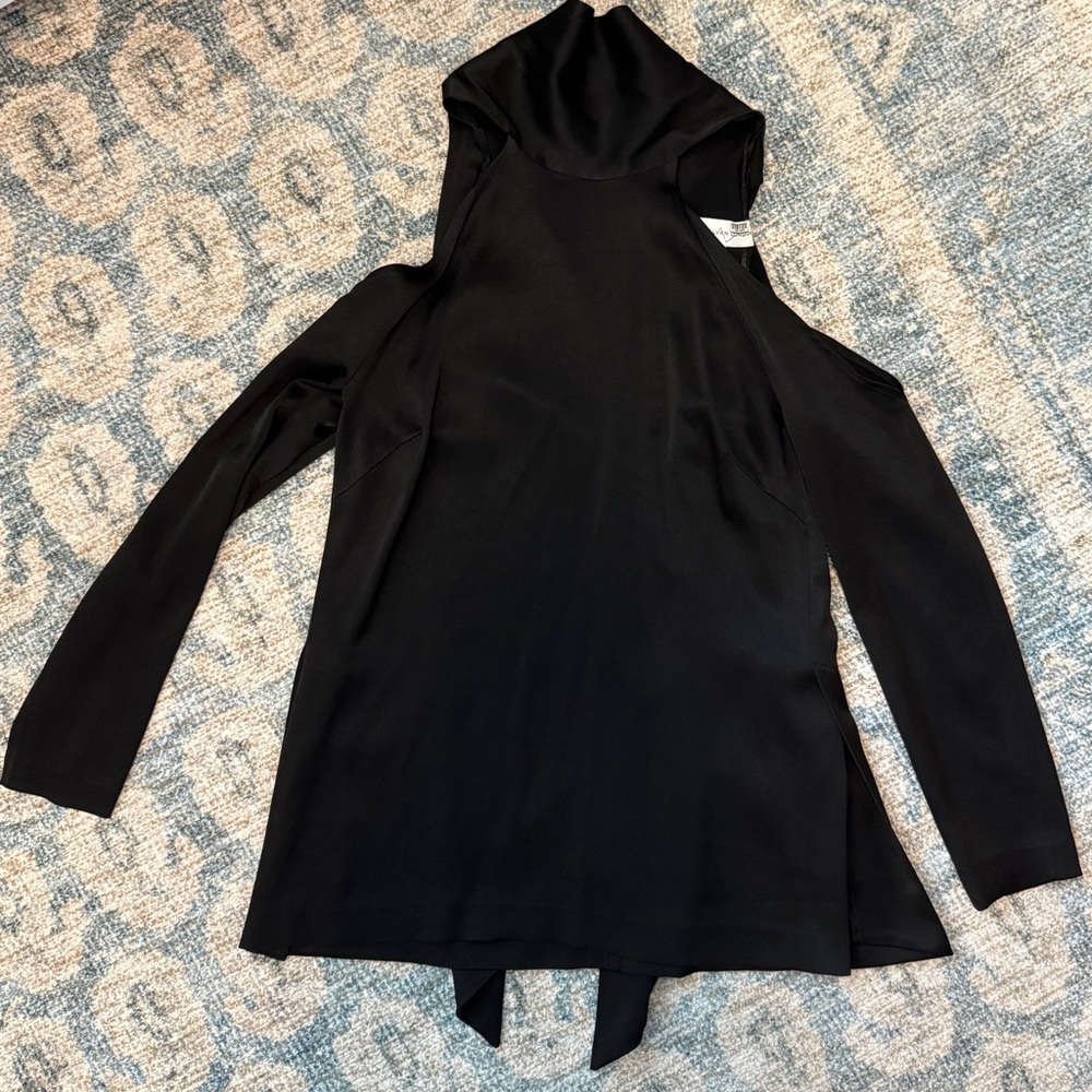 Galvan London US 6 black cutout shoulder sash neck tunic top *needs mending